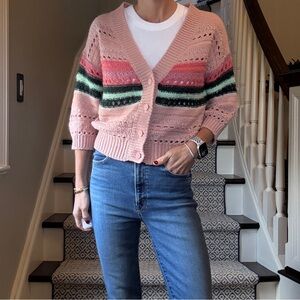 Kate Spade open stitch colorful striped Sweater